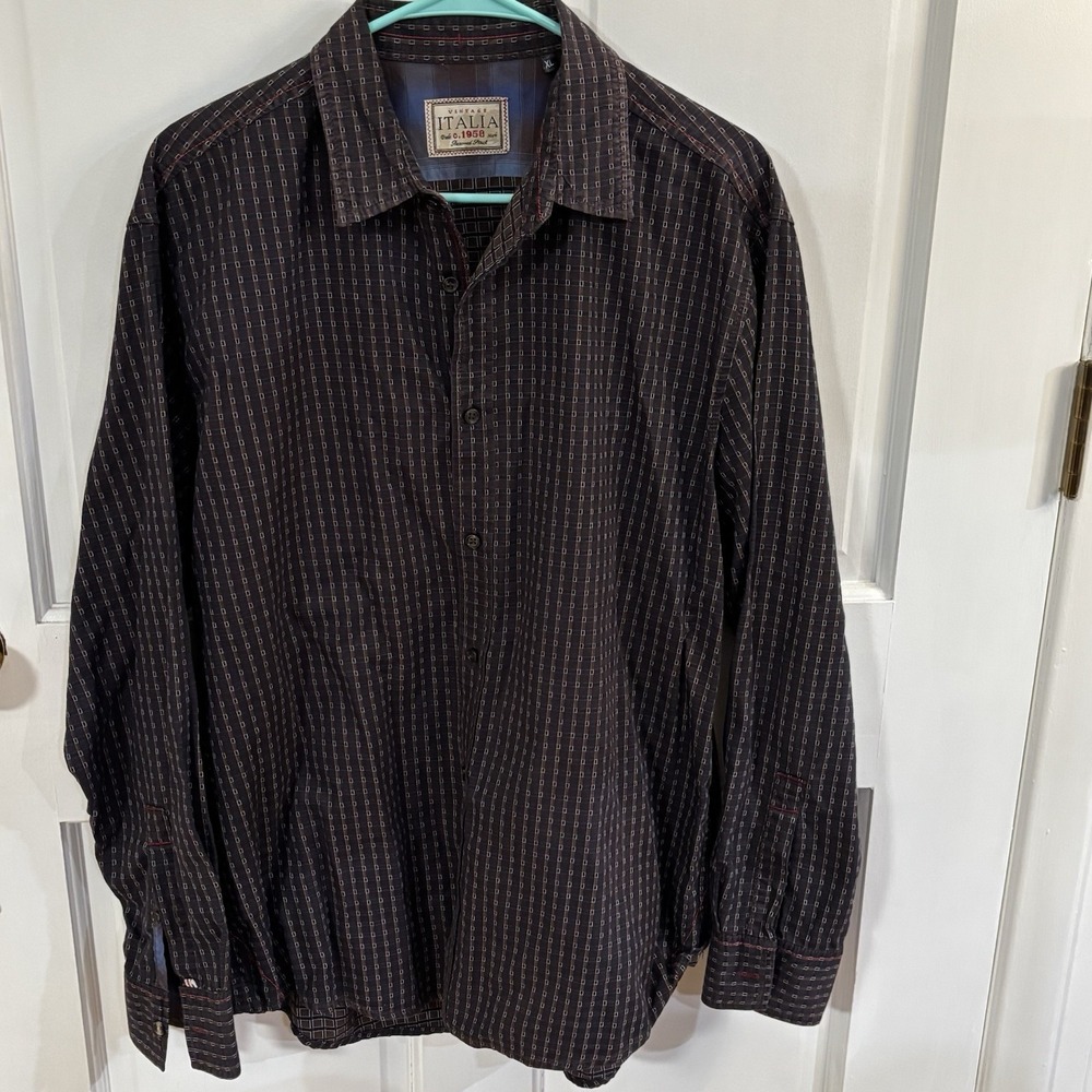 Vintage 1958 Italia XL Colorful Cuff Long Sleeve Men's Shirt